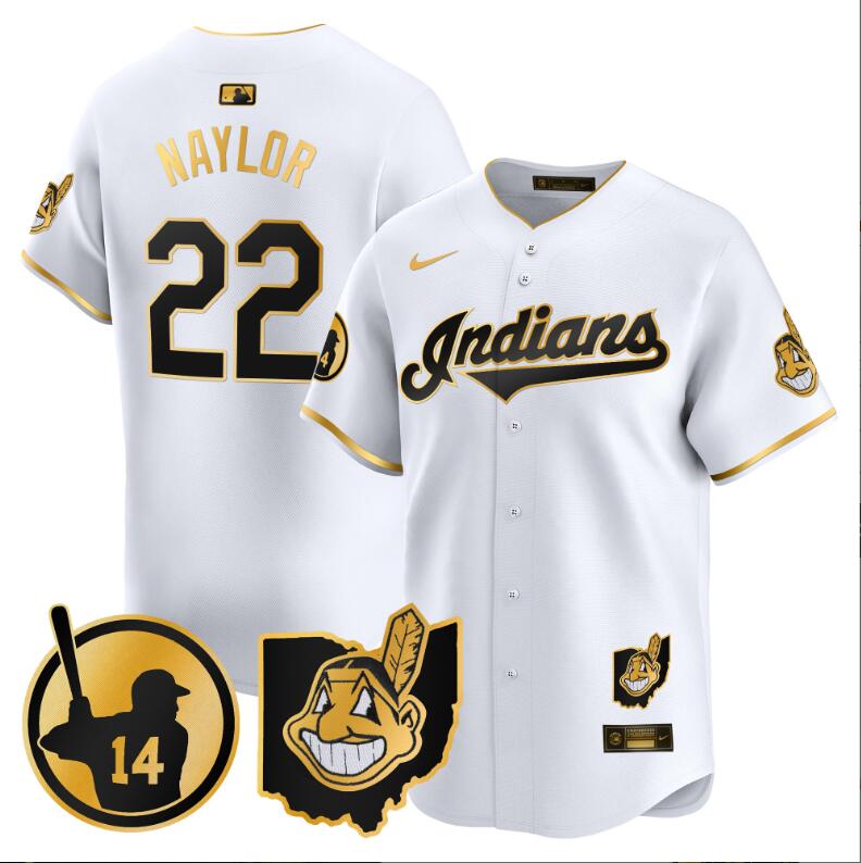 Men Cleveland Indians 22 Naylor white Vapor Limited 2024 Nike MLB Jersey